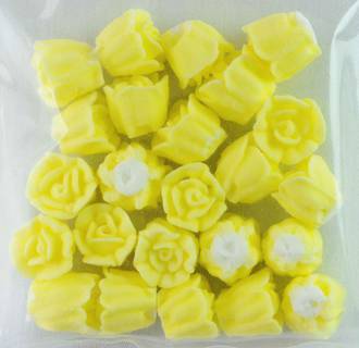 Icing Yellow Roses 10mm, packet of 24 - DELETE WHEN SOLD